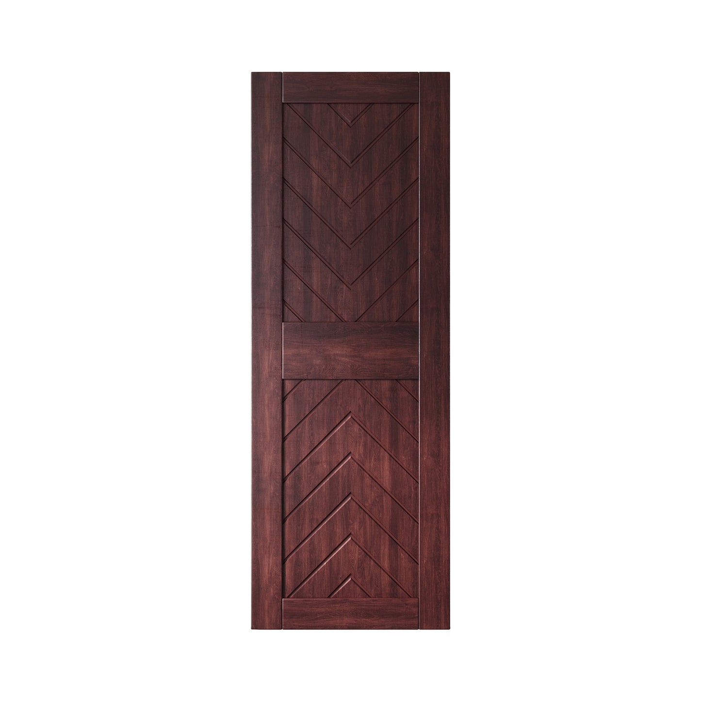 HOMACER 26-in x 84-in Red Mahogany Herringbone Pine Wood Solid core Single Barn Door (Hardware Not Included)
