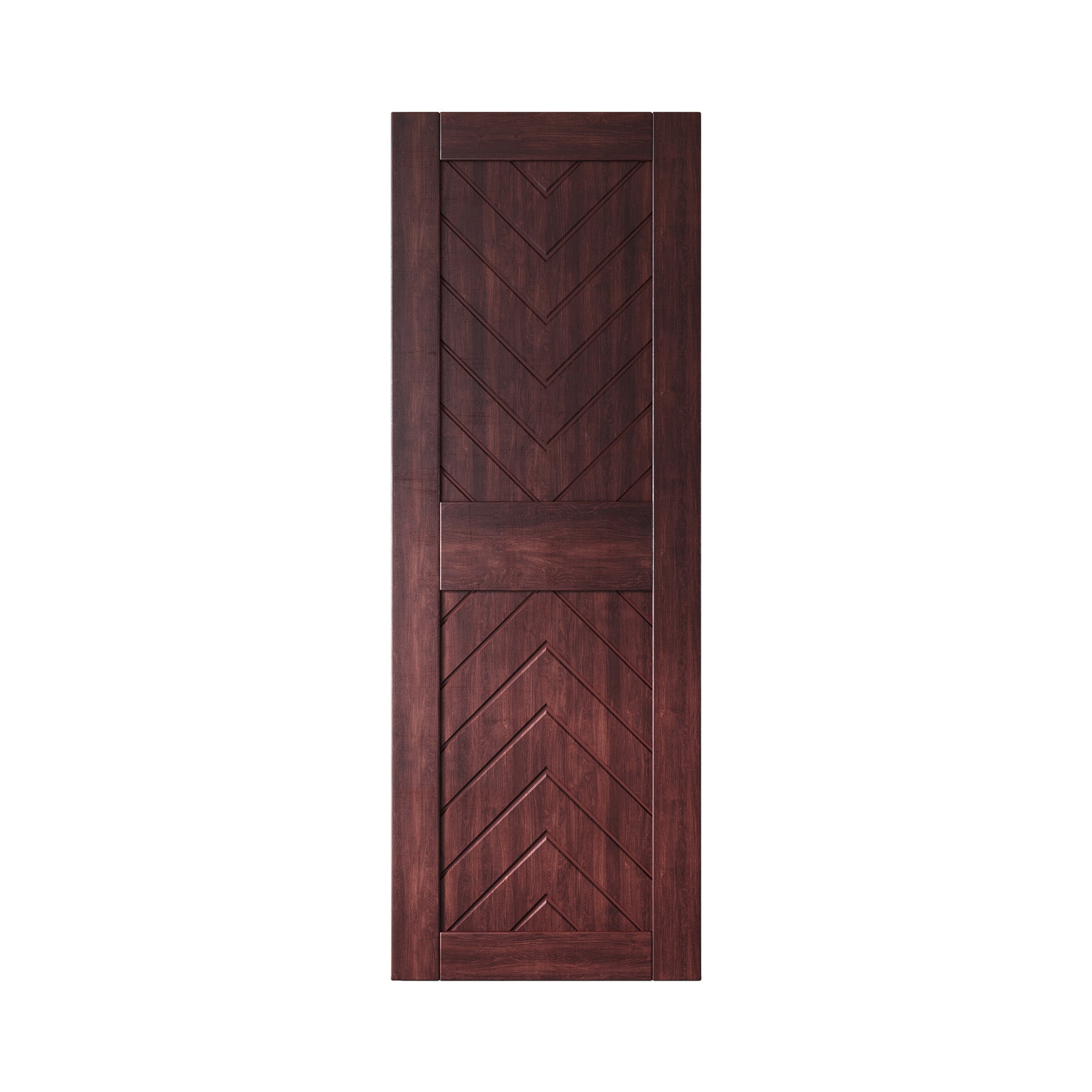 HOMACER 26-in x 84-in Red Mahogany Herringbone Pine Wood Solid core Single Barn Door (Hardware Not Included)