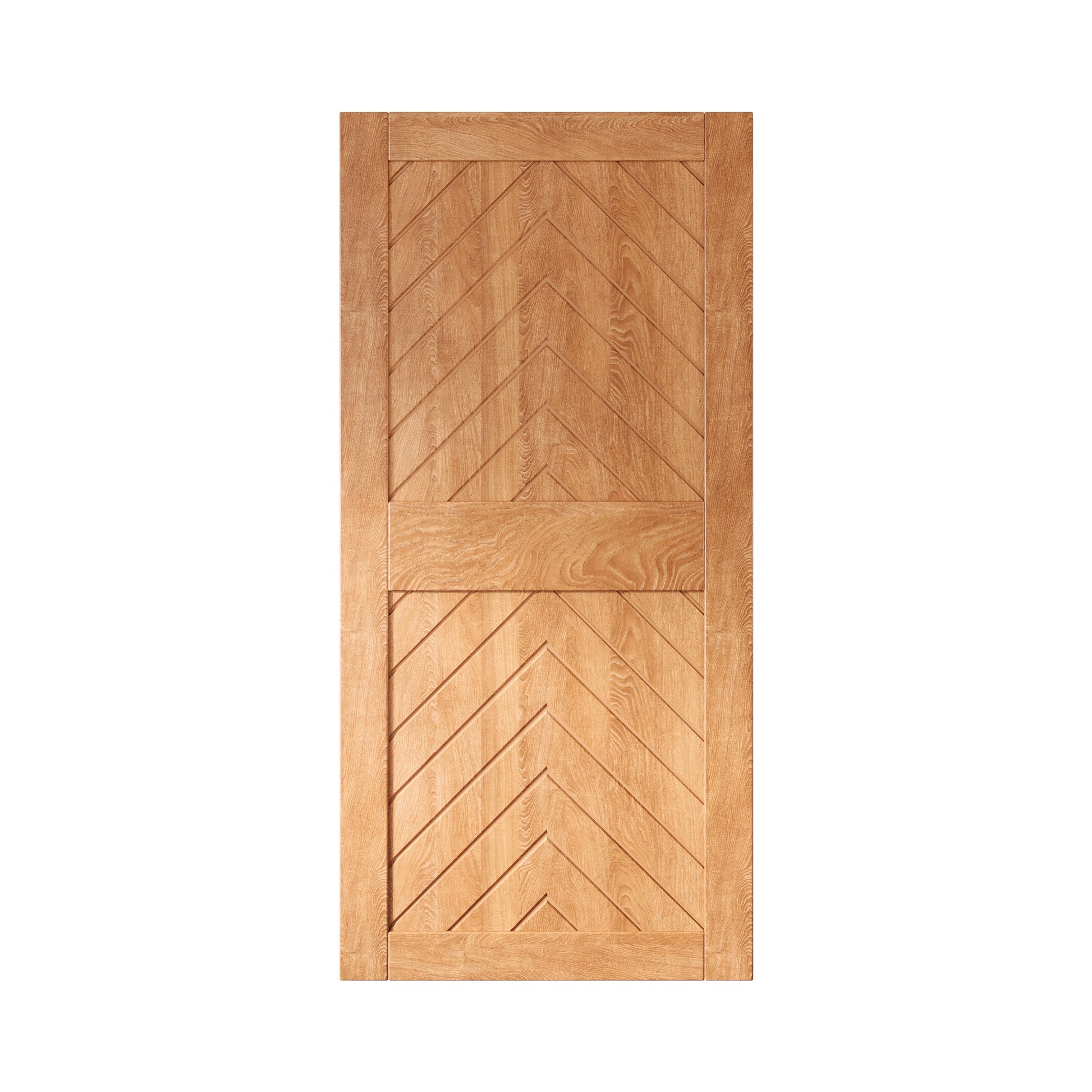 HOMACER 32-in x 84-in Early American Herringbone Pine Wood Solid core Single Barn Door (Hardware Not Included)