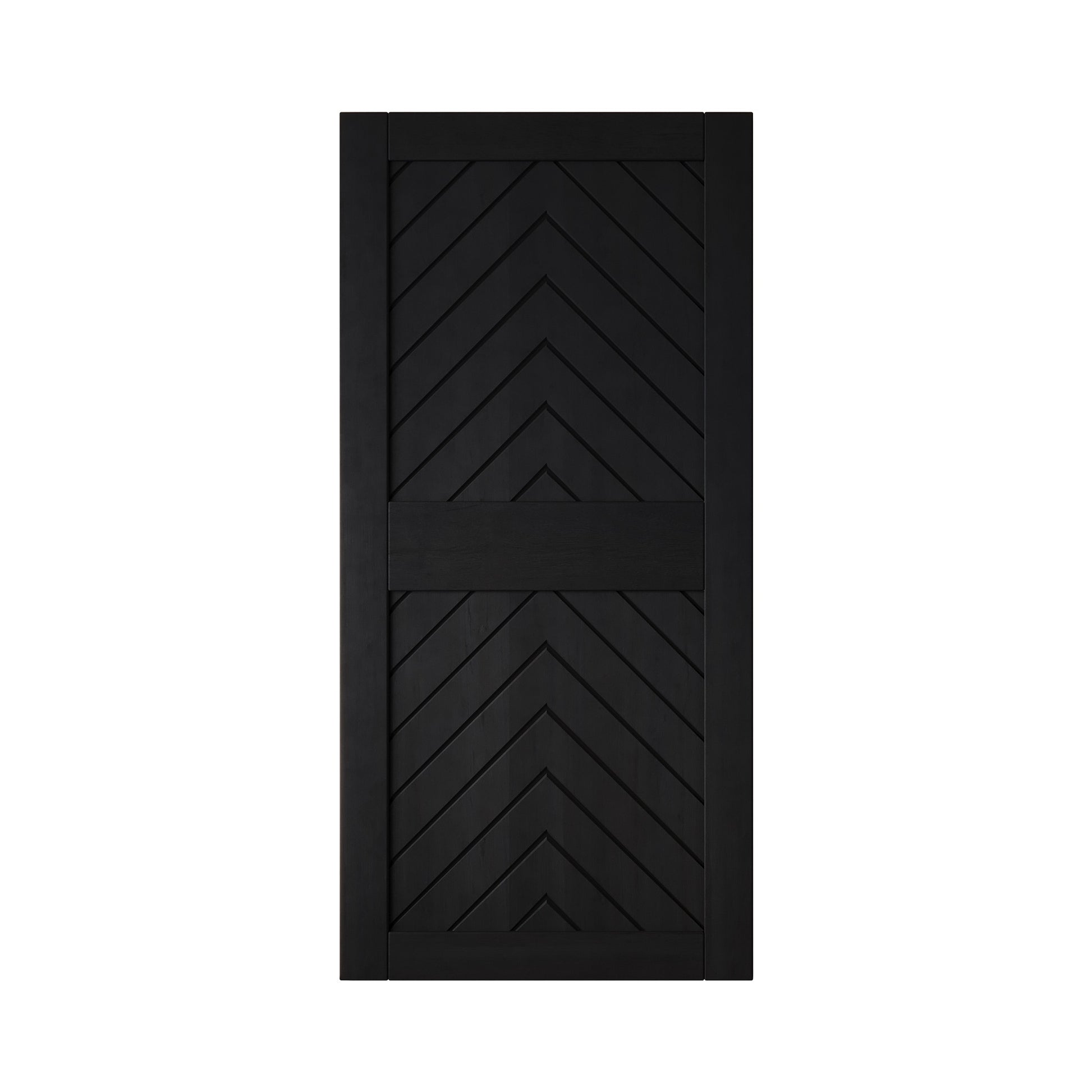 HOMACER 40-in x 84-in Black Herringbone Pine Wood Solid core Single Barn Door (Hardware Not Included)