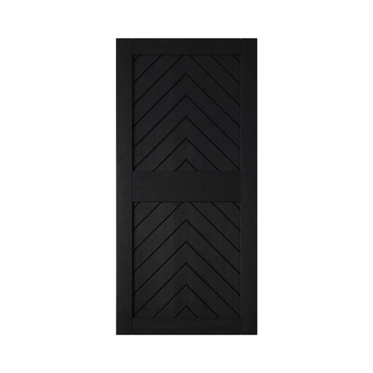HOMACER 40-in x 84-in Black Herringbone Pine Wood Solid core Single Barn Door (Hardware Not Included)