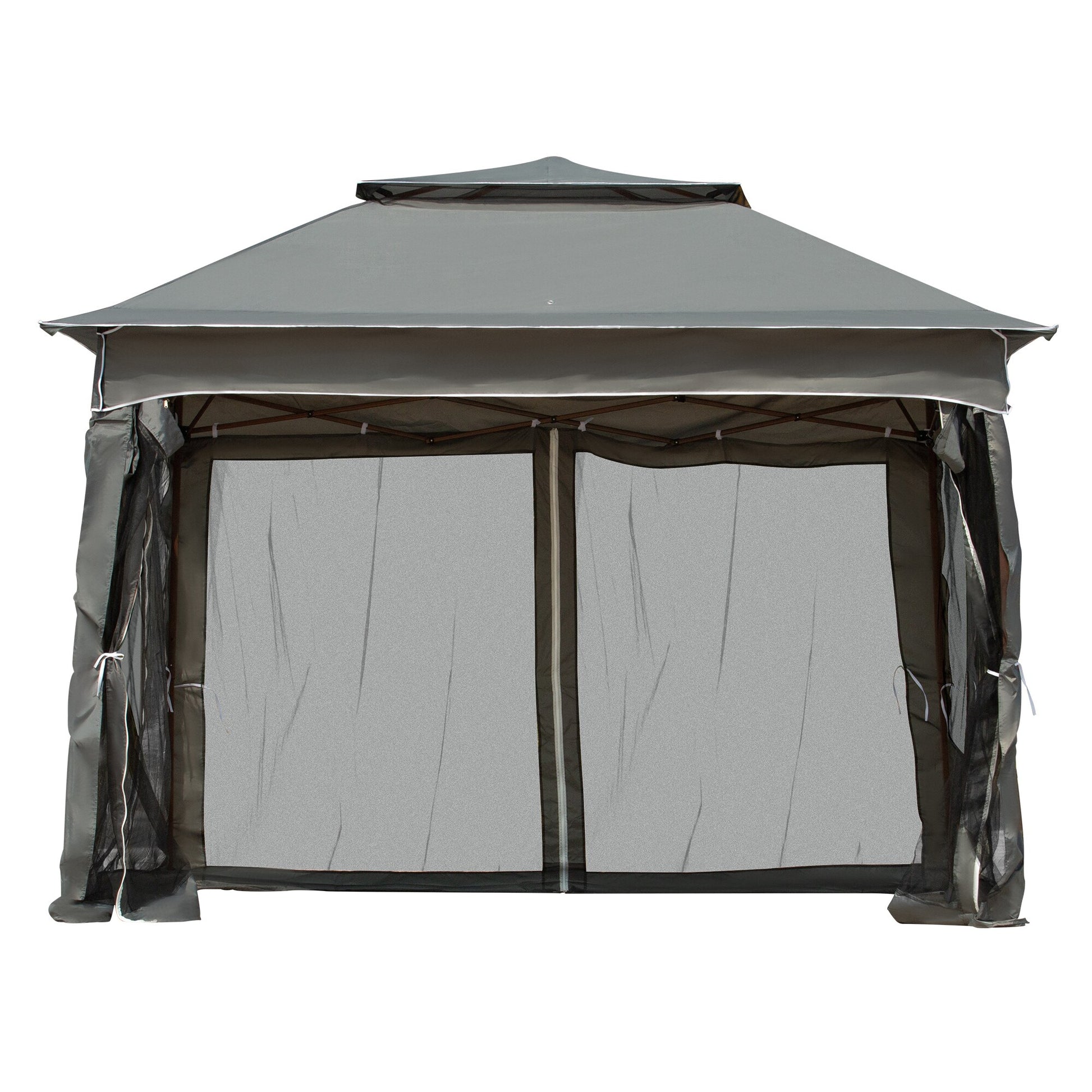 ToolCat 10.7-ft x 10.7-ft Gray Gazebo with Soft Top Roof