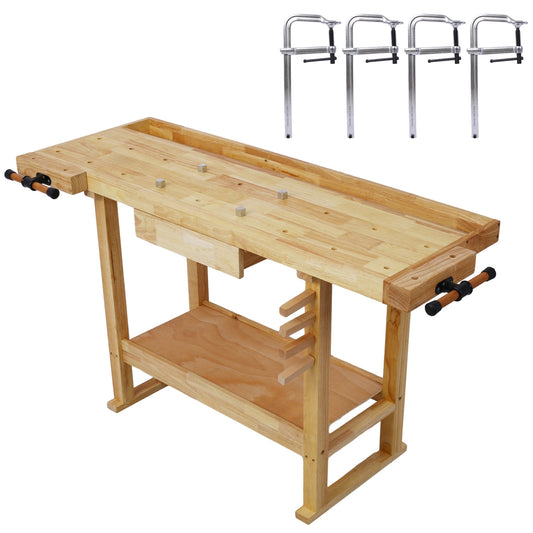Siavonce 55-in L x 33.5-in H Natural Wood Work bench with clamp