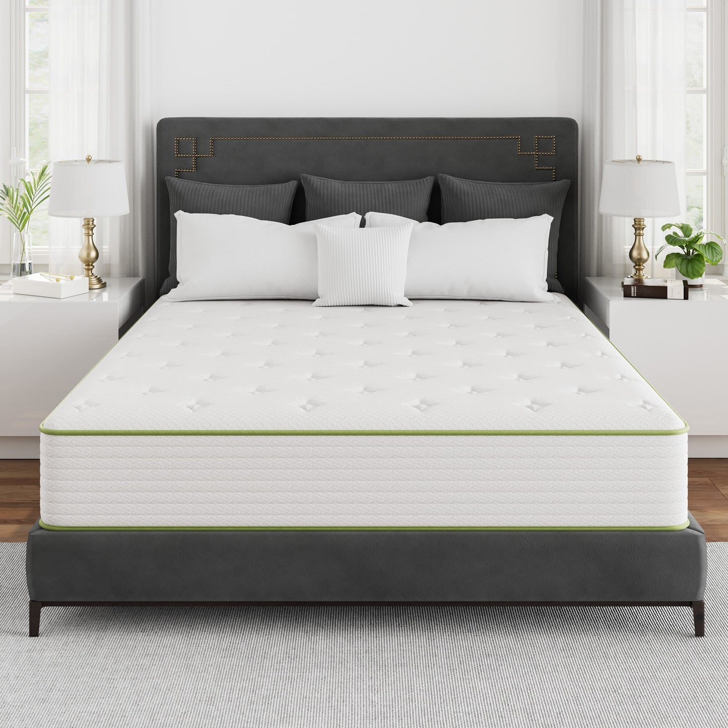 Ifluous 12-in Medium Queen Hybrid Memory Foam/Coil Blend Mattress in a Box with Boxspring Included