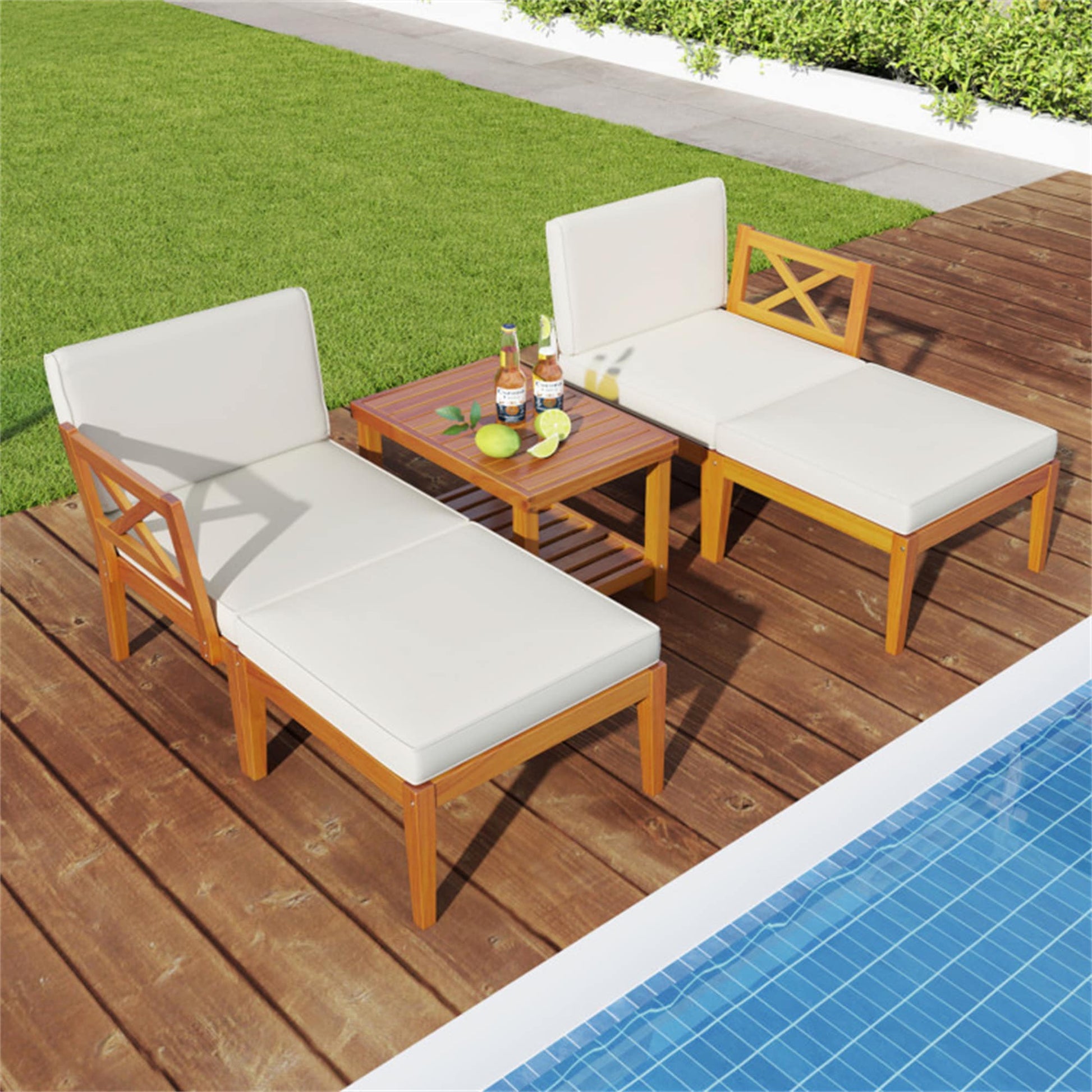 BABOOM 5 -Piece Patio Conversation Set with Off-white Cushions