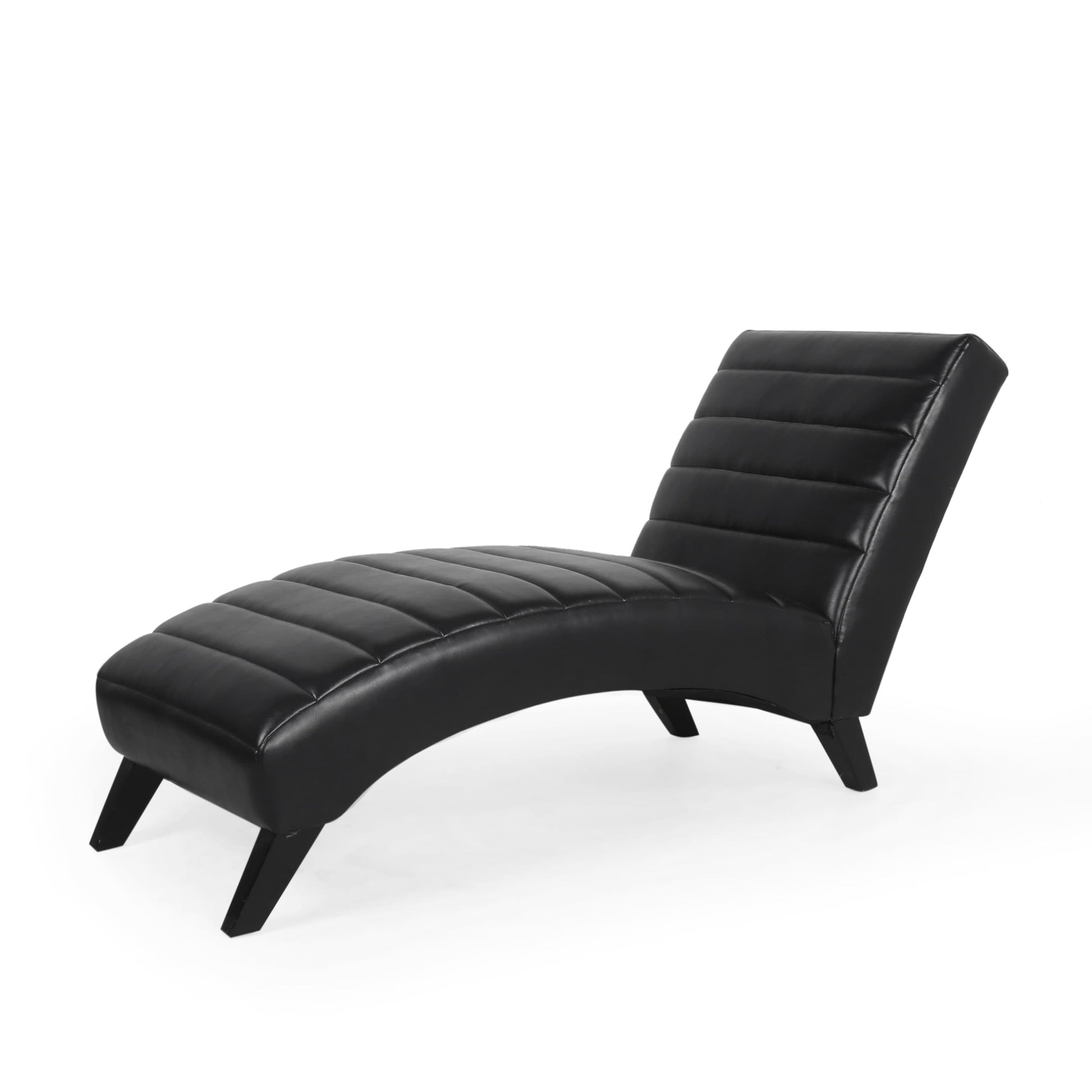 Christopher Knight Home Stillmore Indoor Upholstered Channel Stitch Chaise Lounge-Black