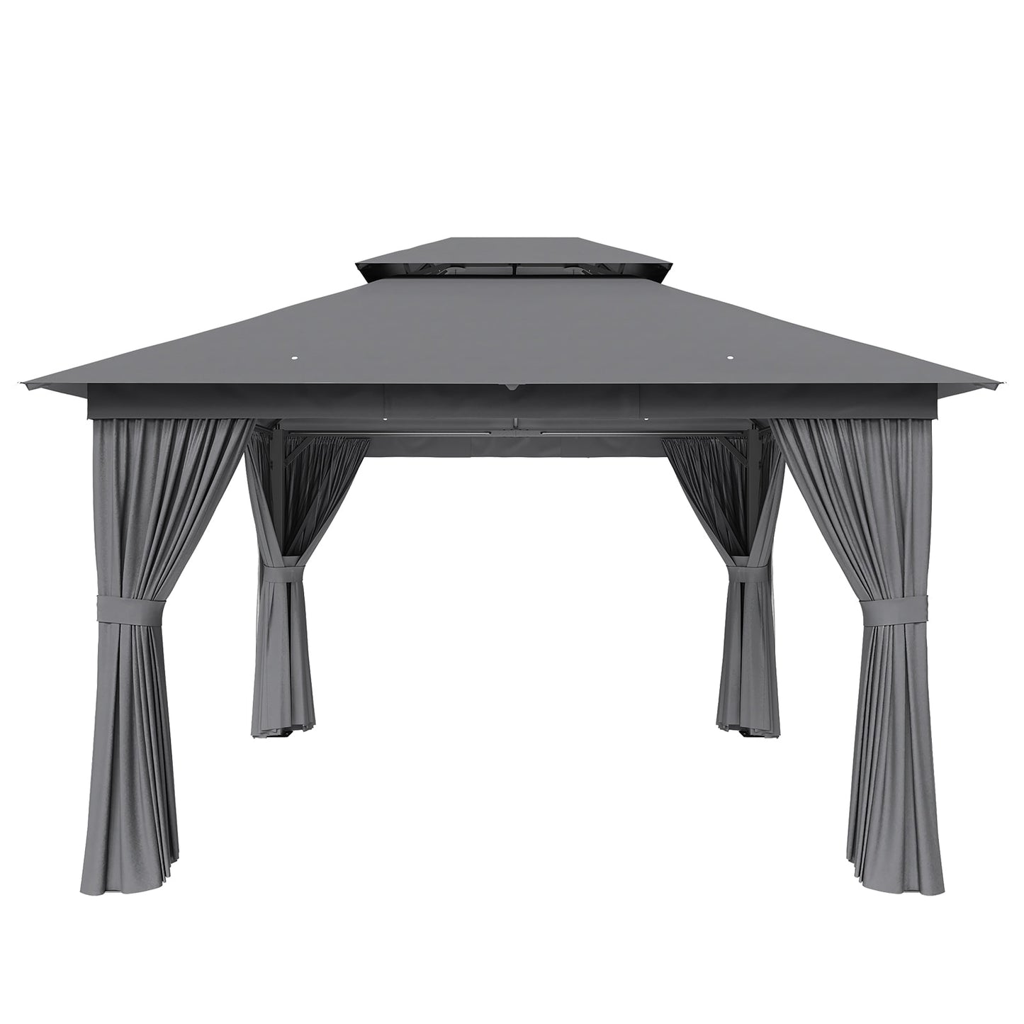 AOXUN 12-ft x 10-ft Outdoor Gazebos Gray Gazebo with Soft Top Roof (Screen Included)