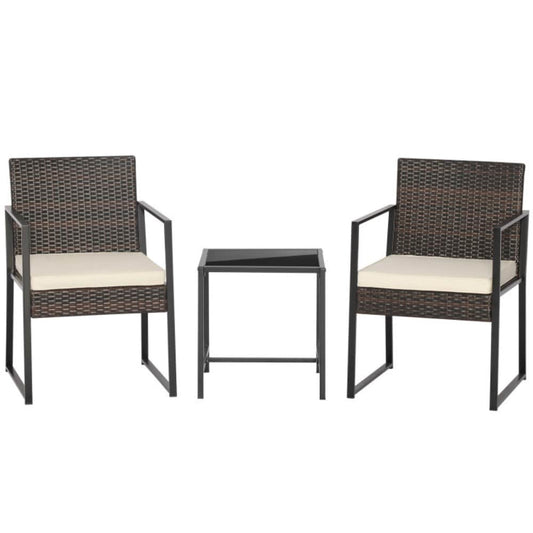 Clihome 3 -Piece Patio Conversation Set with White