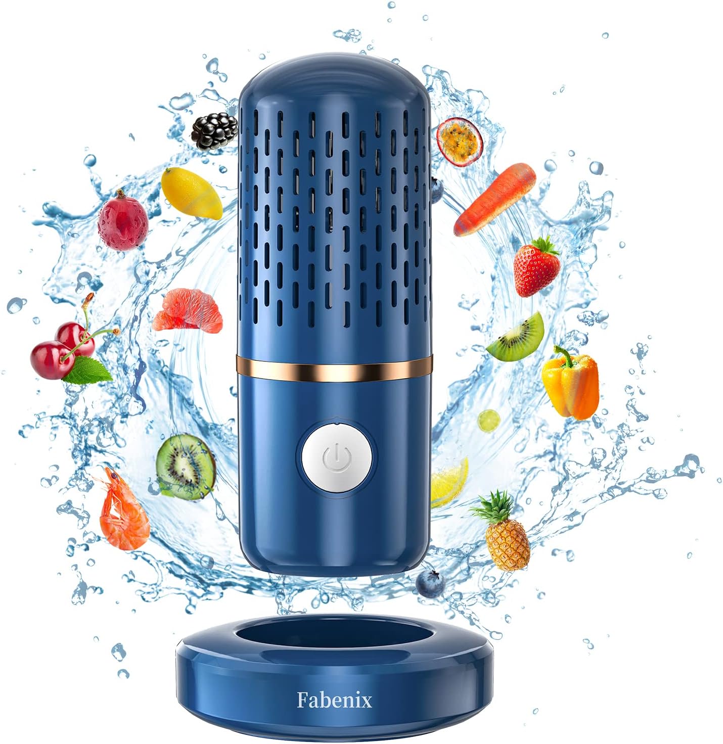 Fabenix Fruit and Vegetable Cleaning Machine, Fruit and Vegetable Cleaner, USB Wireless Food Purifier, Cleaner Device for Washing Fruits, Vegetables, Rice, Meat and Tableware (Blue), Medium