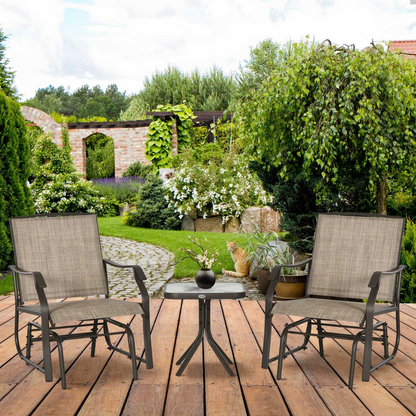 Runesay 3 -Piece Patio Conversation Set with Brown