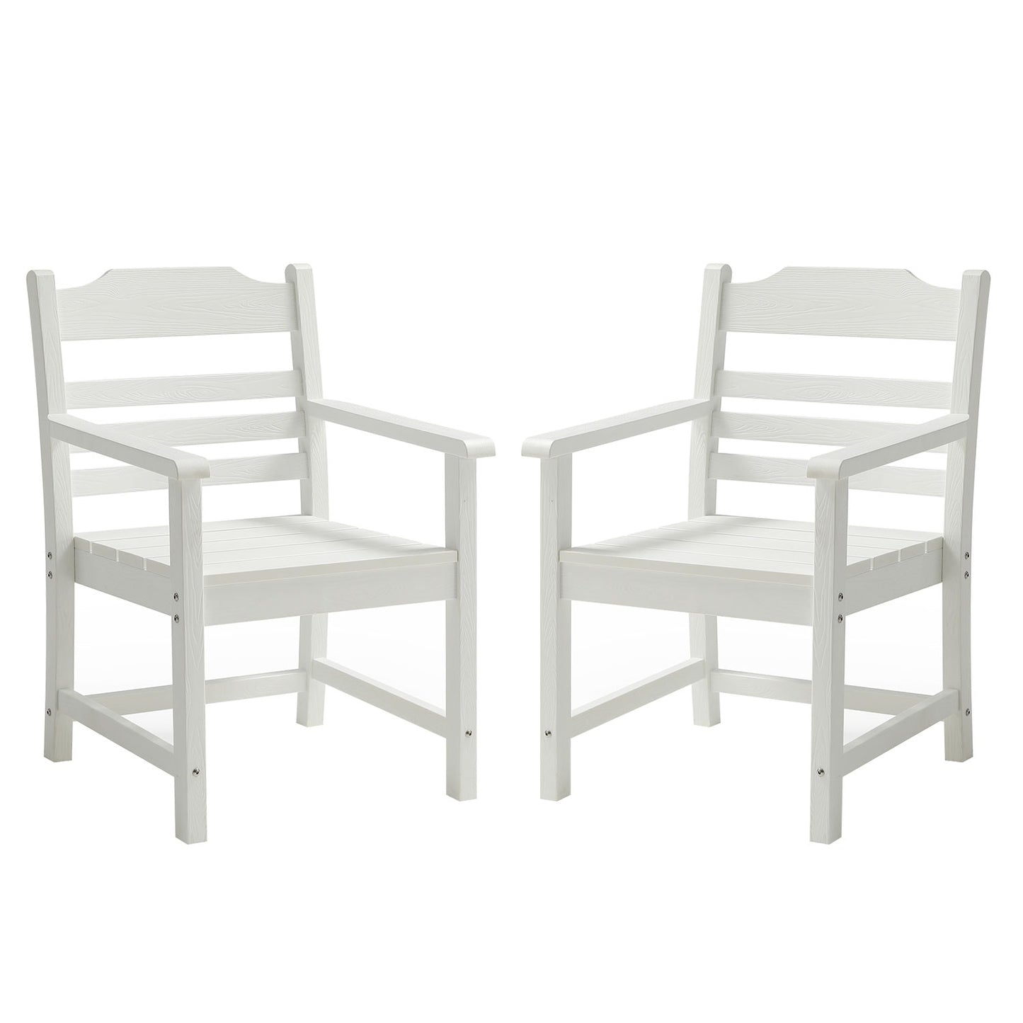 CESICIA Patio Chairs Set of 2 White HDPE Frame Stationary Dining Chair with Solid Seat