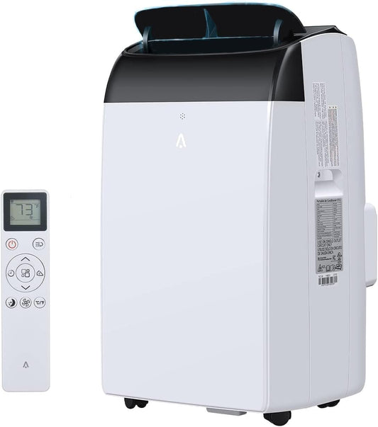 Qeetex 12000 BTU Portable Air Conditioner 12K Black Top with Remote Control Dehumidifier and Fan for Rooms up to 550 Sq Ft