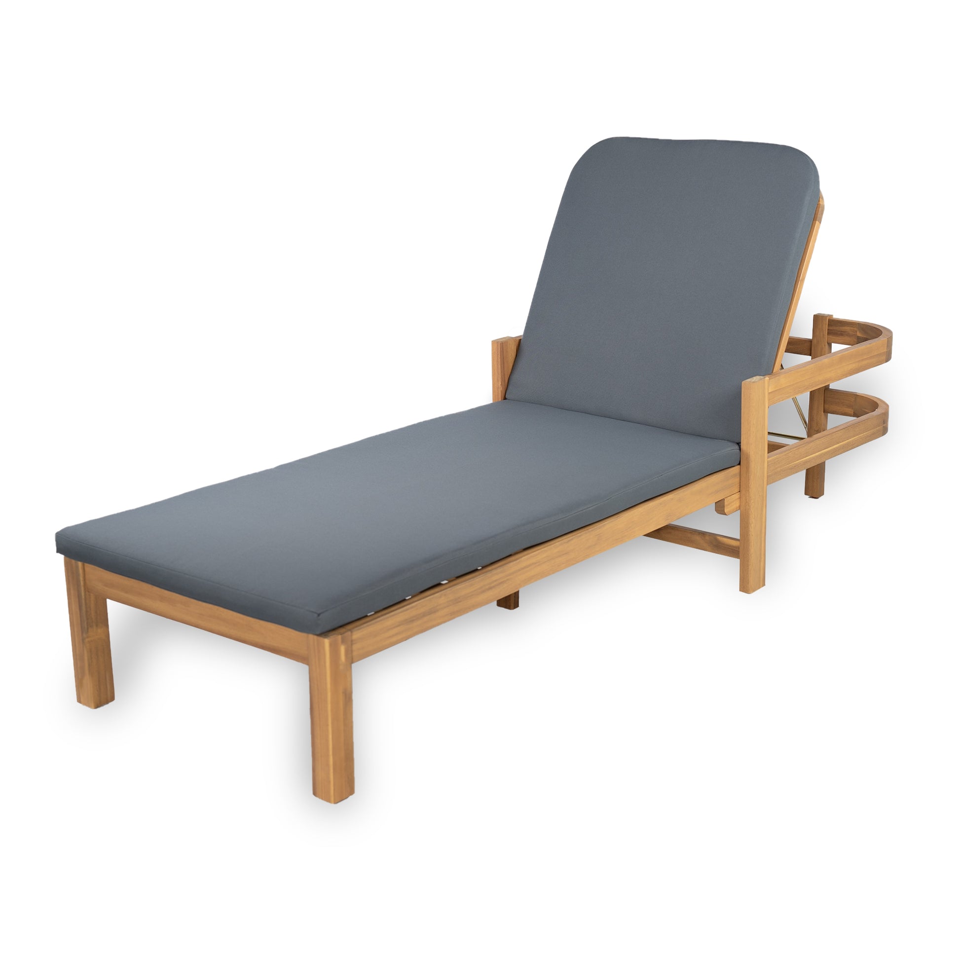 Christopher Knight Home Cart Outdoor Acacia Wood Adjustable Chaise Lounge-Light teak+Dark grey