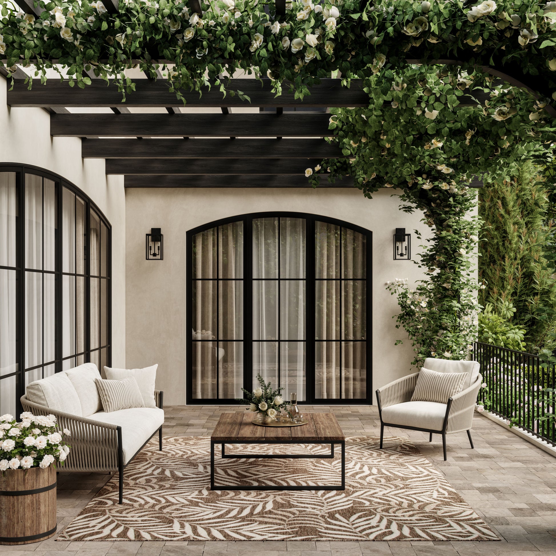 Nourison Home 10 x 14 (ft) Loomed Mocha Rectangular Indoor/Outdoor Area rug