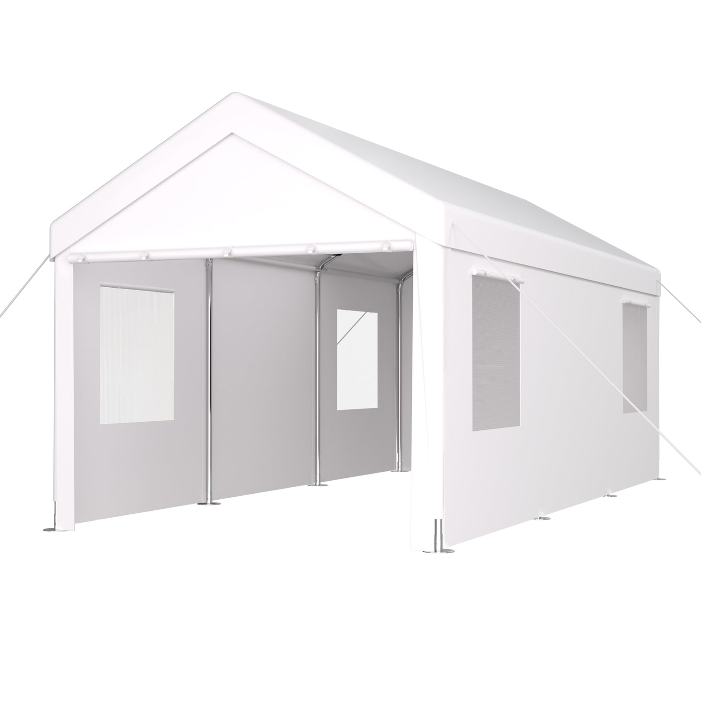 Siavonce 12-ft W x 20-ft L x 9.7-ft H White Metal Carport with Polycarbonate Roof