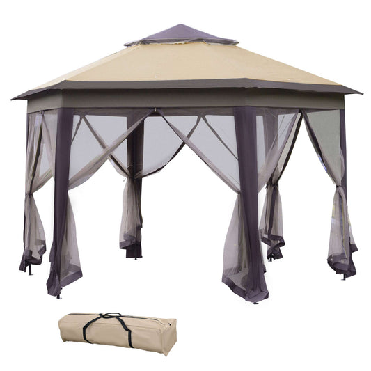 Siavonce 13.25-ft x 11.25-ft Beige Gazebo with Soft Top Roof (Screen Included)