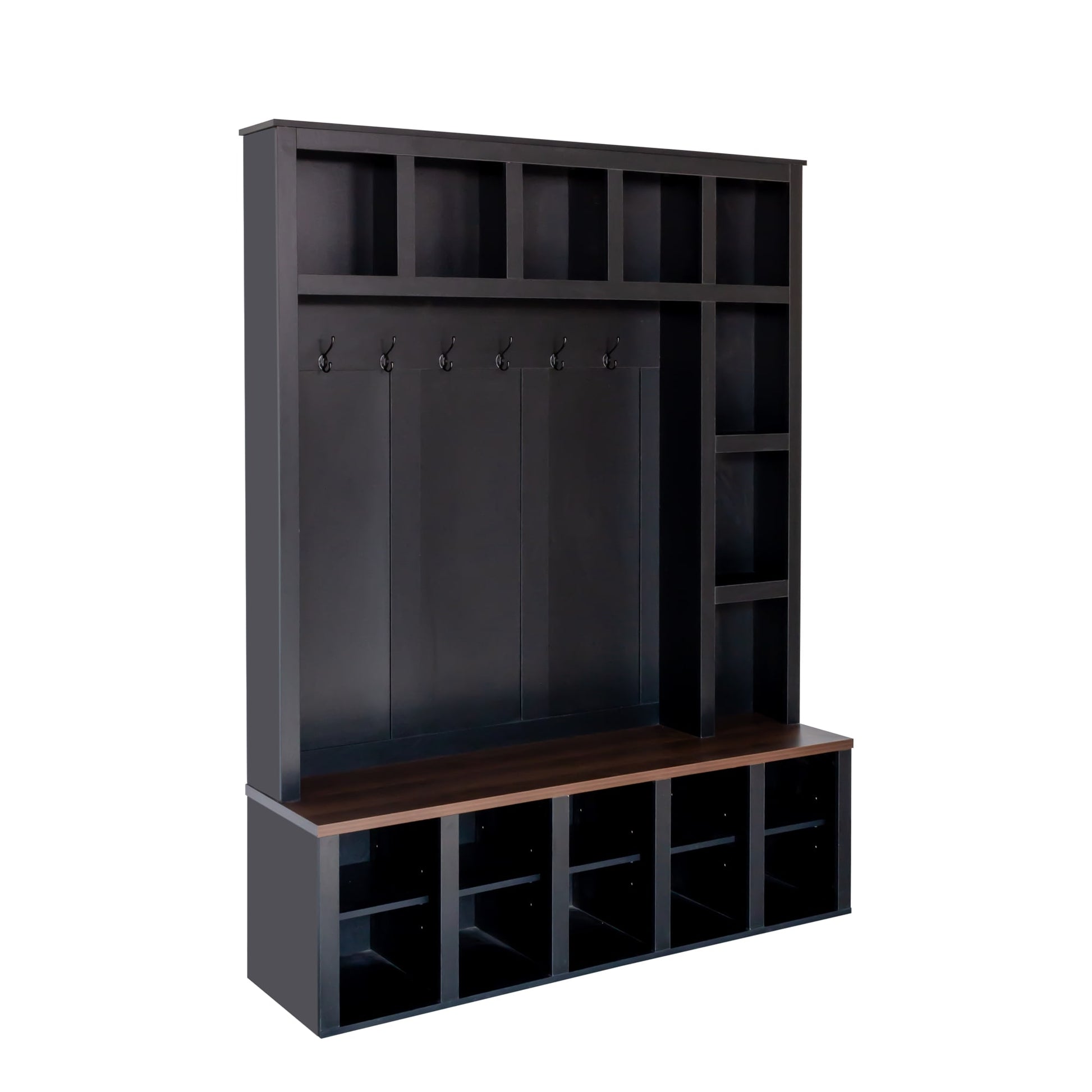 Flynama Farmhouse 59-in Black Wood Hall Tree