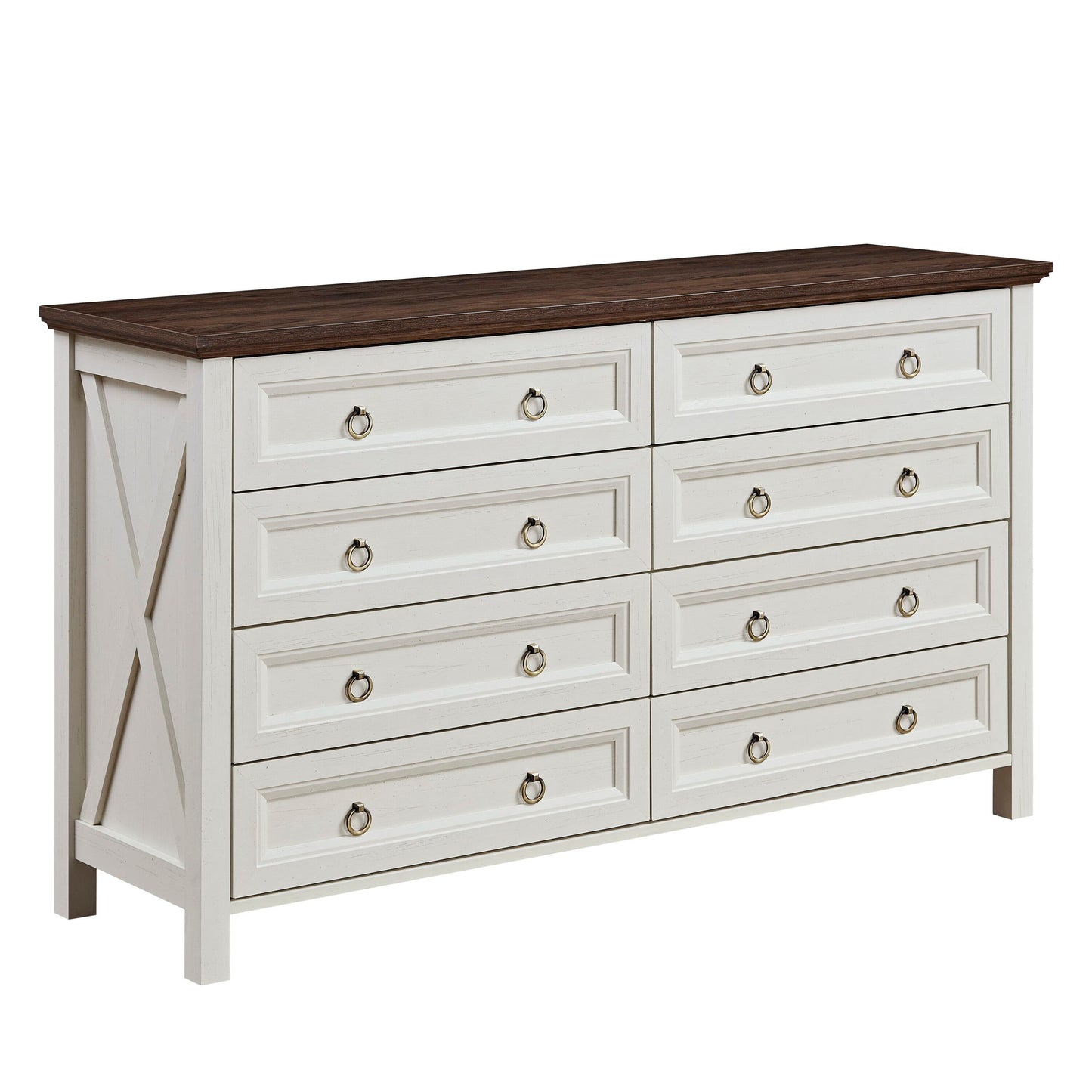 Flynama White and Walnut 8 -Drawer Standard dresser