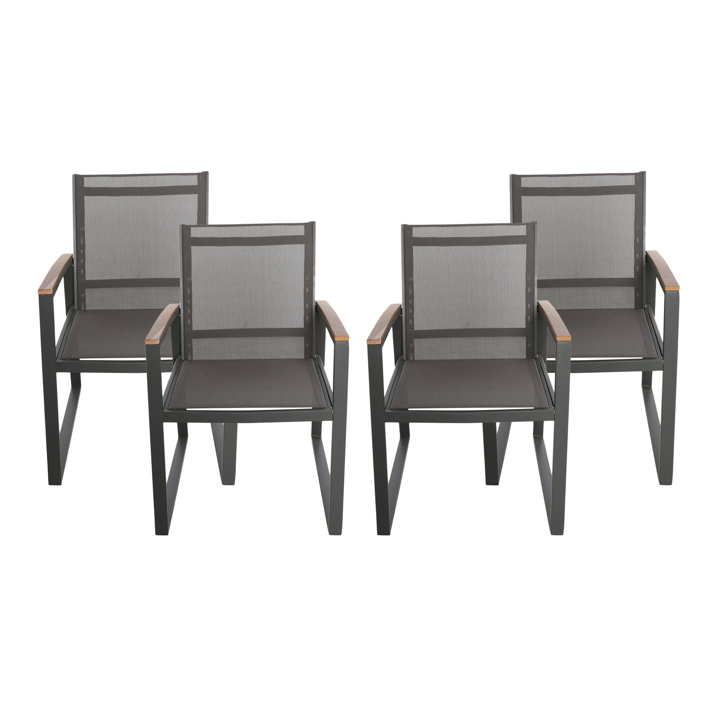 Christopher Knight Home Glasgow Aluminum Outdoor Dining Chairs with Faux Wood Accents