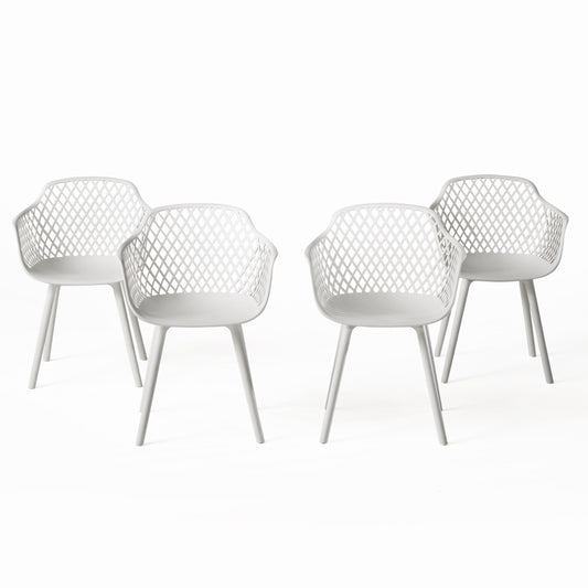 Christopher Knight Home Poppy Outdoor Modern Dining Chair  Set of 4-White