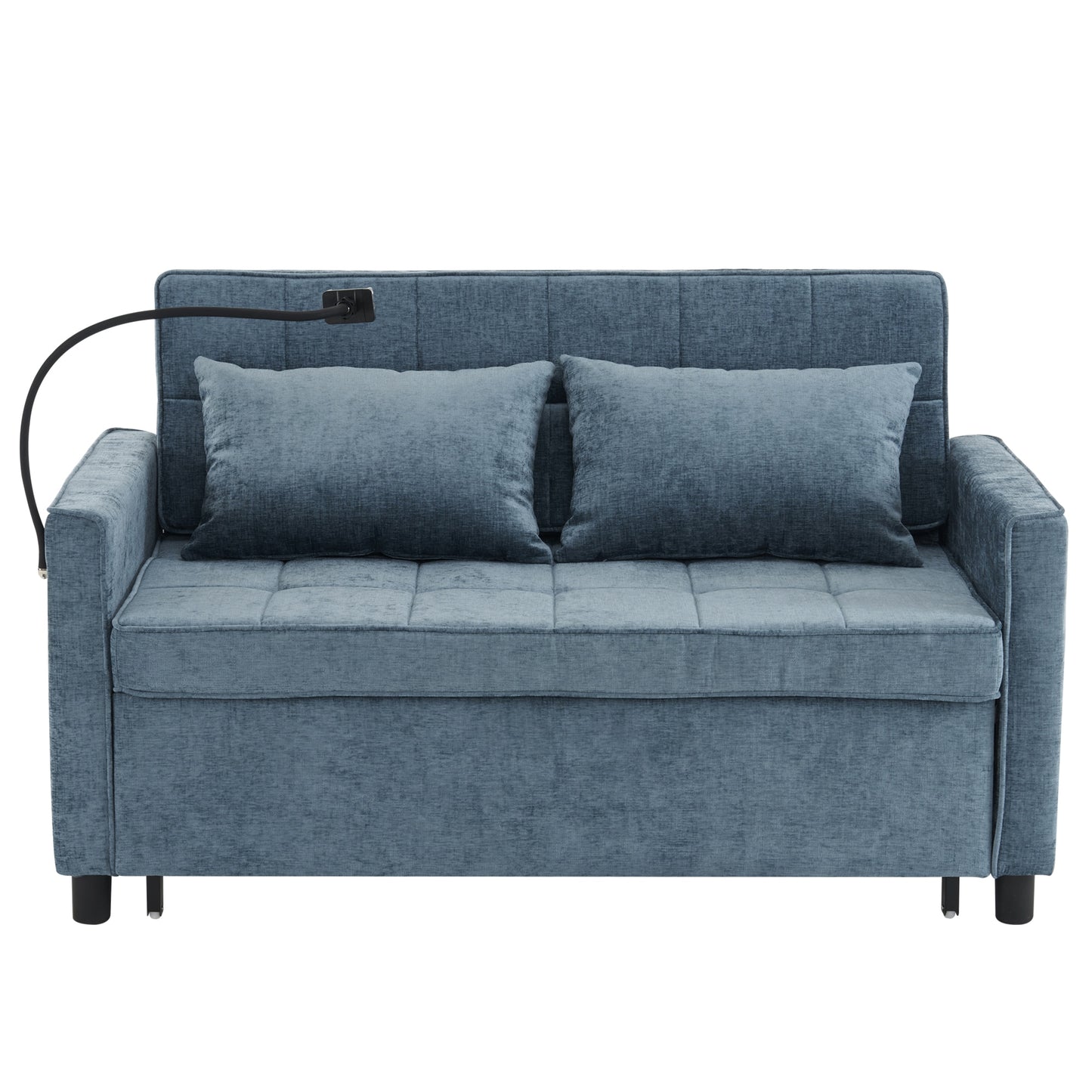 Bybafun 2 Seat Blue Casual Chenille Sofa bed