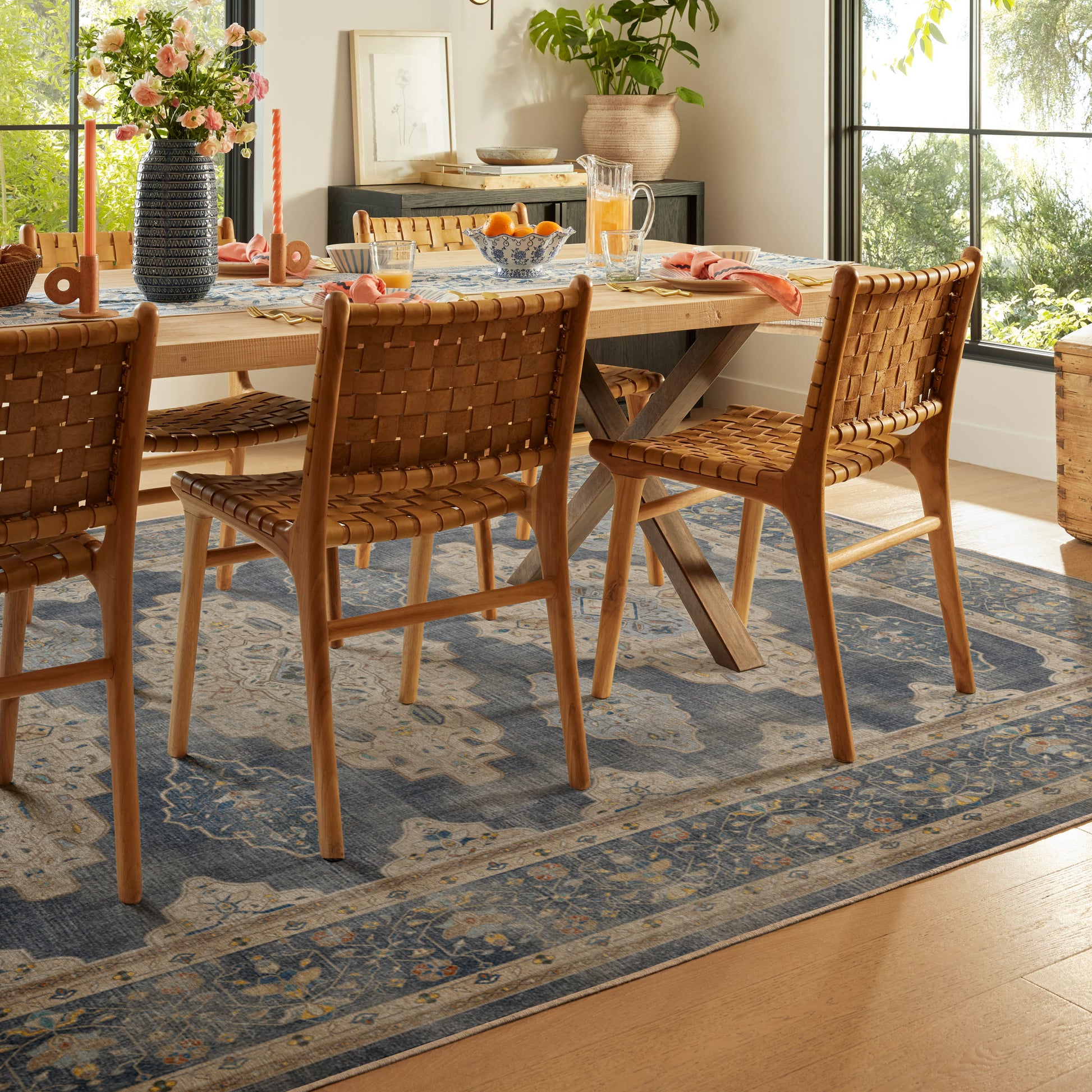 Ruggable Maxine 6 x 9 (ft) Flatweave Dusk Blue Rectangular Indoor Medallion Persian Machine washable Pet Friendly Area rug 2