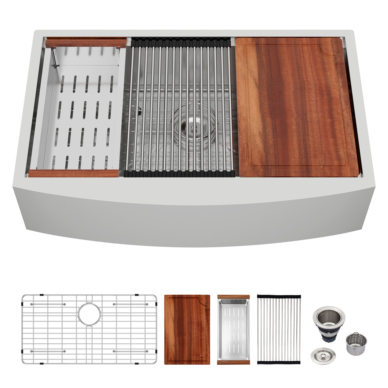 Tatayosi 33 Inches Farmhouse Sink Workstation 33x21x9 Inch Kitchen Sink Stainless Steel 16 gauge Apron Front Kitchen Sink