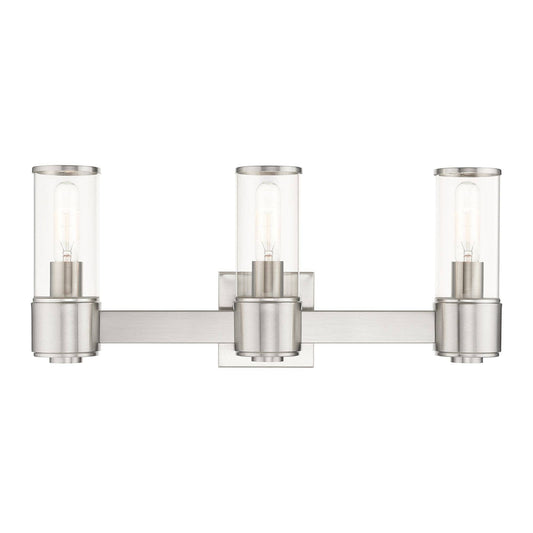 Livex Lighting Quincy 3 - Light Brushed Nickel / Silver Contemporary / Industrial / Minimalist Incandescent Steel Wall Sconce