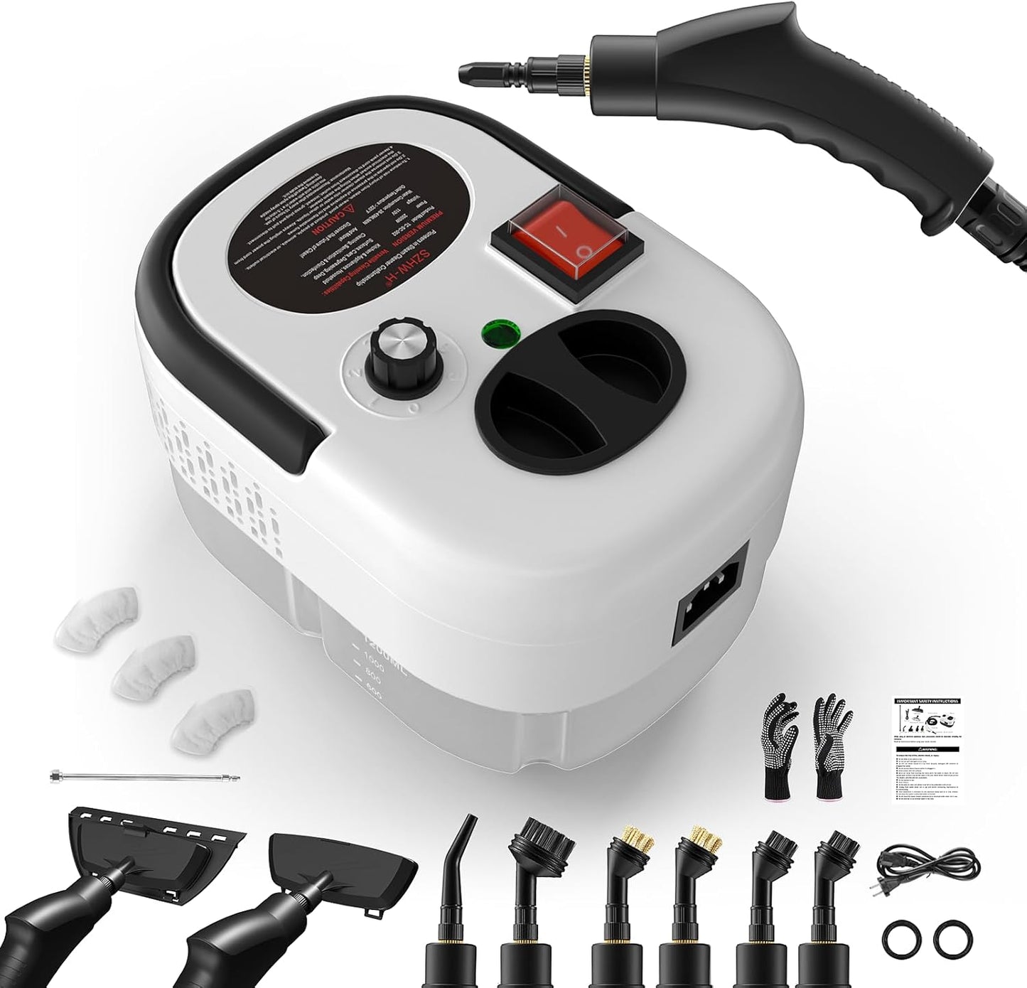 Steam Cleaner for Home, 2500w Steamer for Cleaning, 1200ml Water Tank, High Pressure Steam Cleaner Handheld, Fast Heating Handheld Steamer, Portable Steamer for Windows, Kitchen, Bathroom, Tile-White