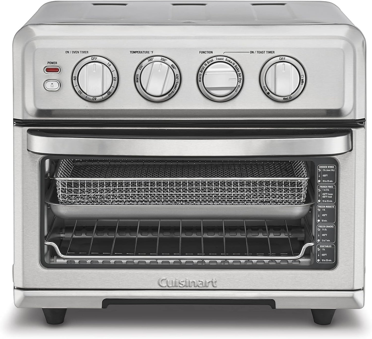 Cuisinart Air Fryer Toaster Oven with Grill, 1800W 8-1 Air Fryer Oven with Bake, Convection Bake, Grill, Broil and Warm Options, Large Capacity, 60-Minute Timer, TOA-70, Stainless Steel