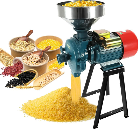 Electric Grain Grinder Mill 3000W, 110V Dry Cereals Grinder with Funnel, Commercial Electric Feed Mill Dry Grinder, Rice Corn Grain Coffee Wheat Feed Mill Flour Mill