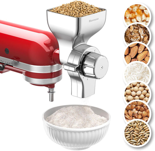 All Metal Grain Mill Attachment For Kitchenaid Stand Mixer, 12 Levels Flour Mill Grinder for Home, Fit for Grinding Wheat, Corn, Oats, Buckwheat,Millet and Other Cereals