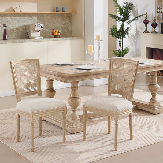 Mondawe Set of Contemporary/Modern Linen Upholstered Dining side chair ( Wood Frame )