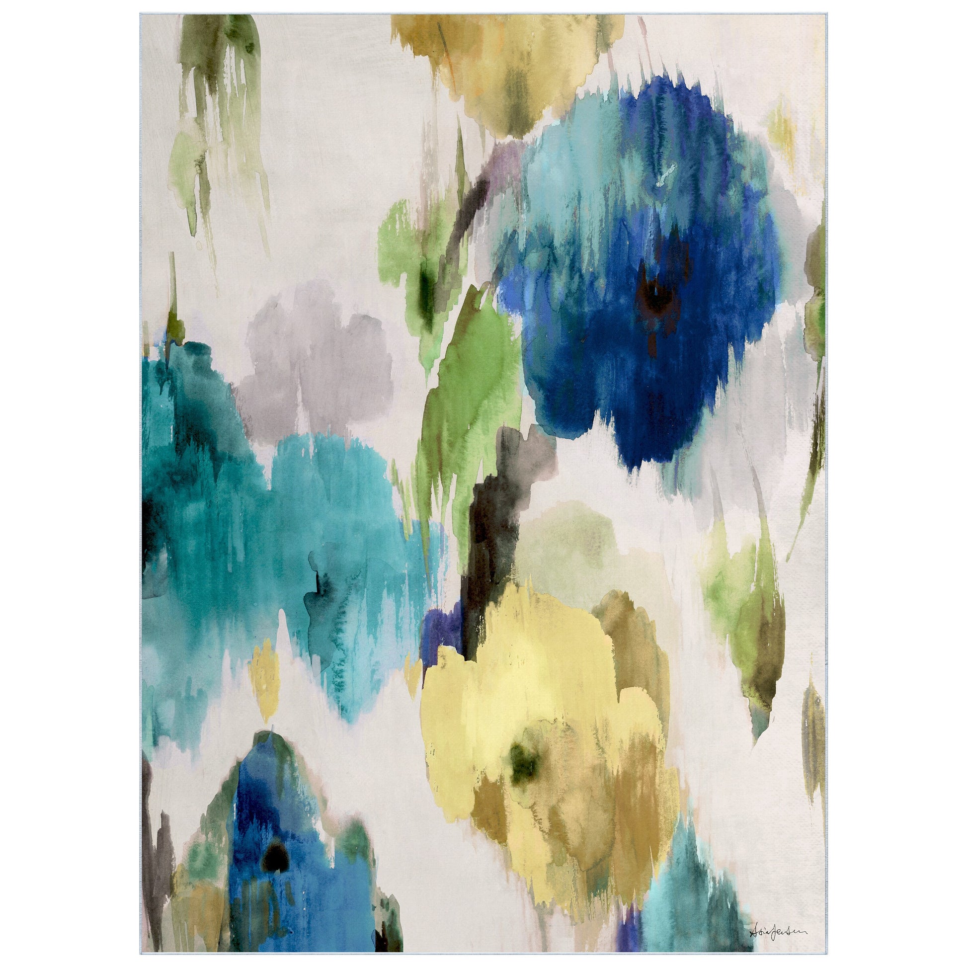 Empire Art Direct 8 x 10 (ft) Loomed Blue, Yellow, Gray, Multi-color Rectangular Indoor Abstract Pet Friendly Area rug