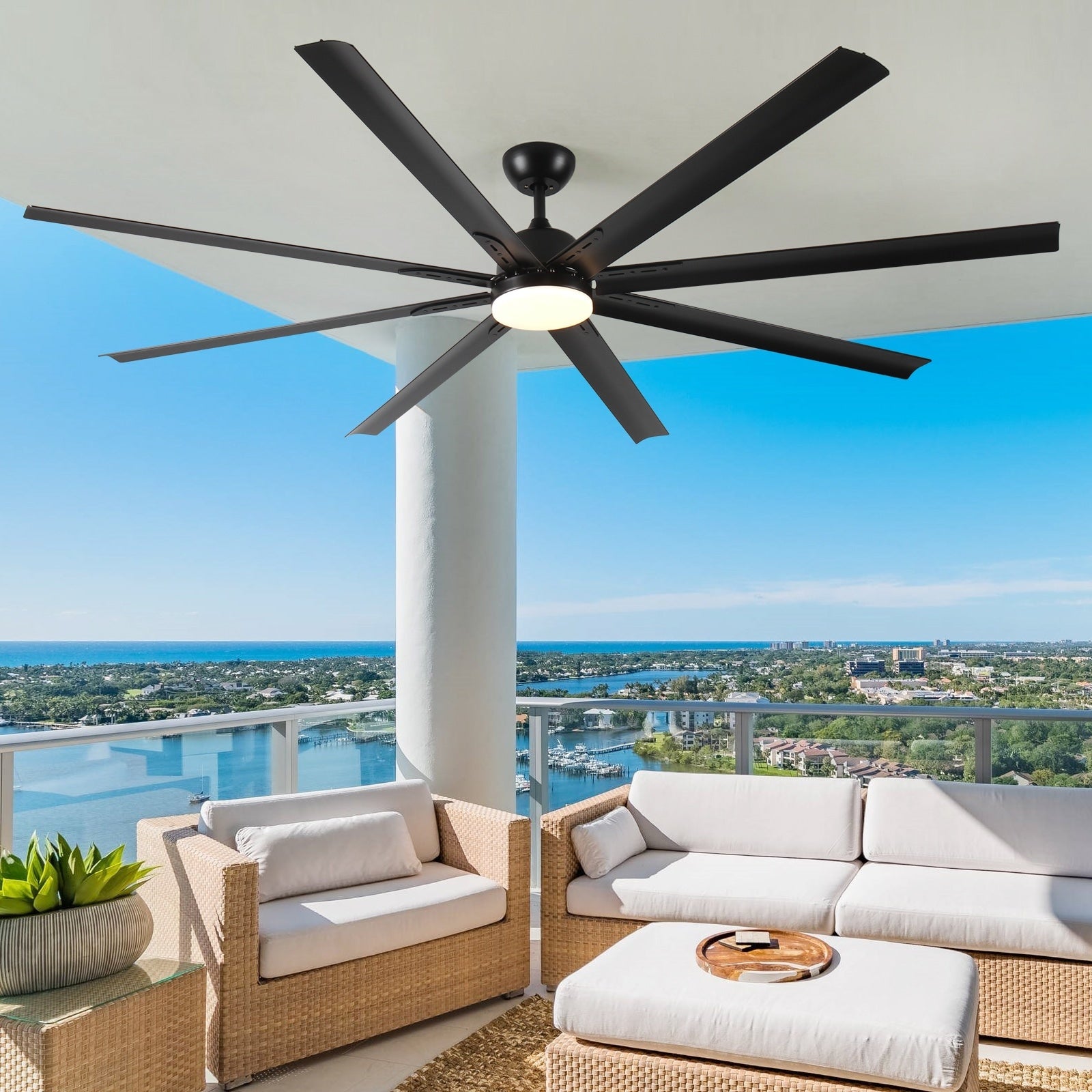 Dexmalle  84 In Super Large Black Ceiling Fan with Remote Control