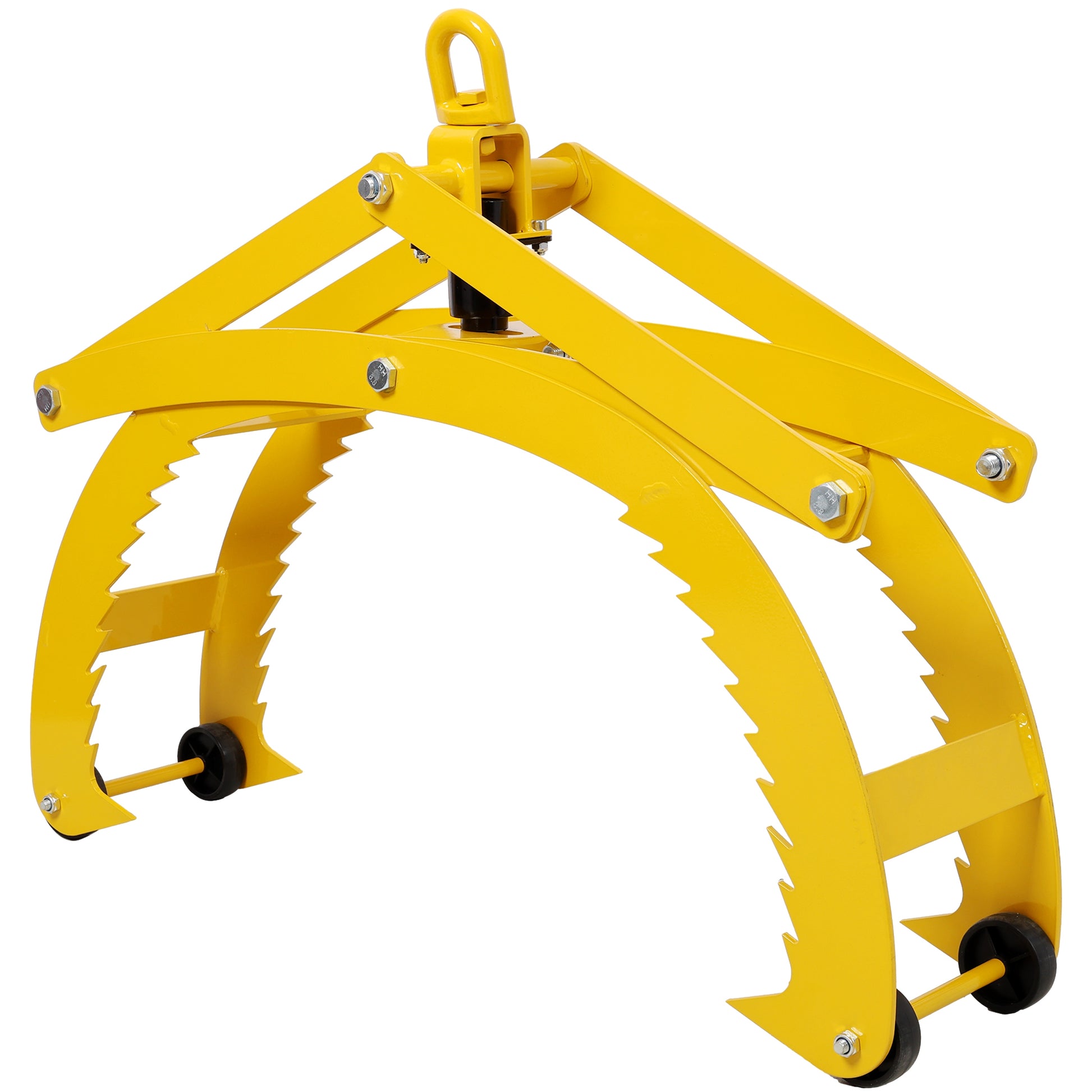 Tatayosi Automatic Grip and Release Log Tongs 360 Degrees Swivel Lifting Tongs with 4 Claws 25 Open 3300 LBS Load Capacity Fit For Forklift ATV Tractor and so on Yellow Color