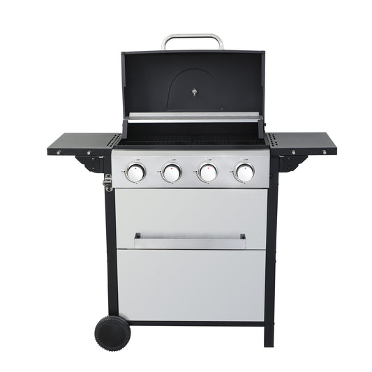 JJJ 4-Burner Propane Gas BBQ Grill Black And Silver 4 -Burner Liquid Propane Gas Grill