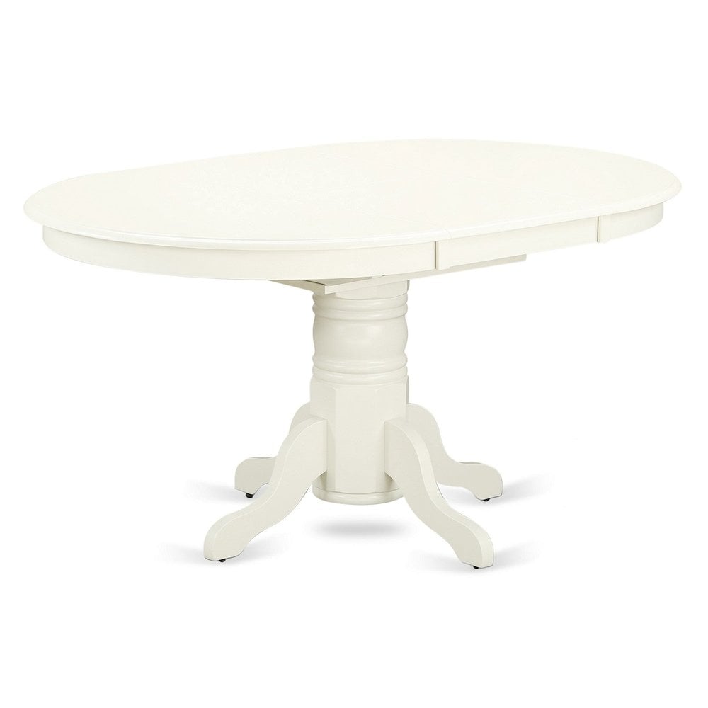 East West Furniture Oval Table with 18 Butterfly leaf Linen White