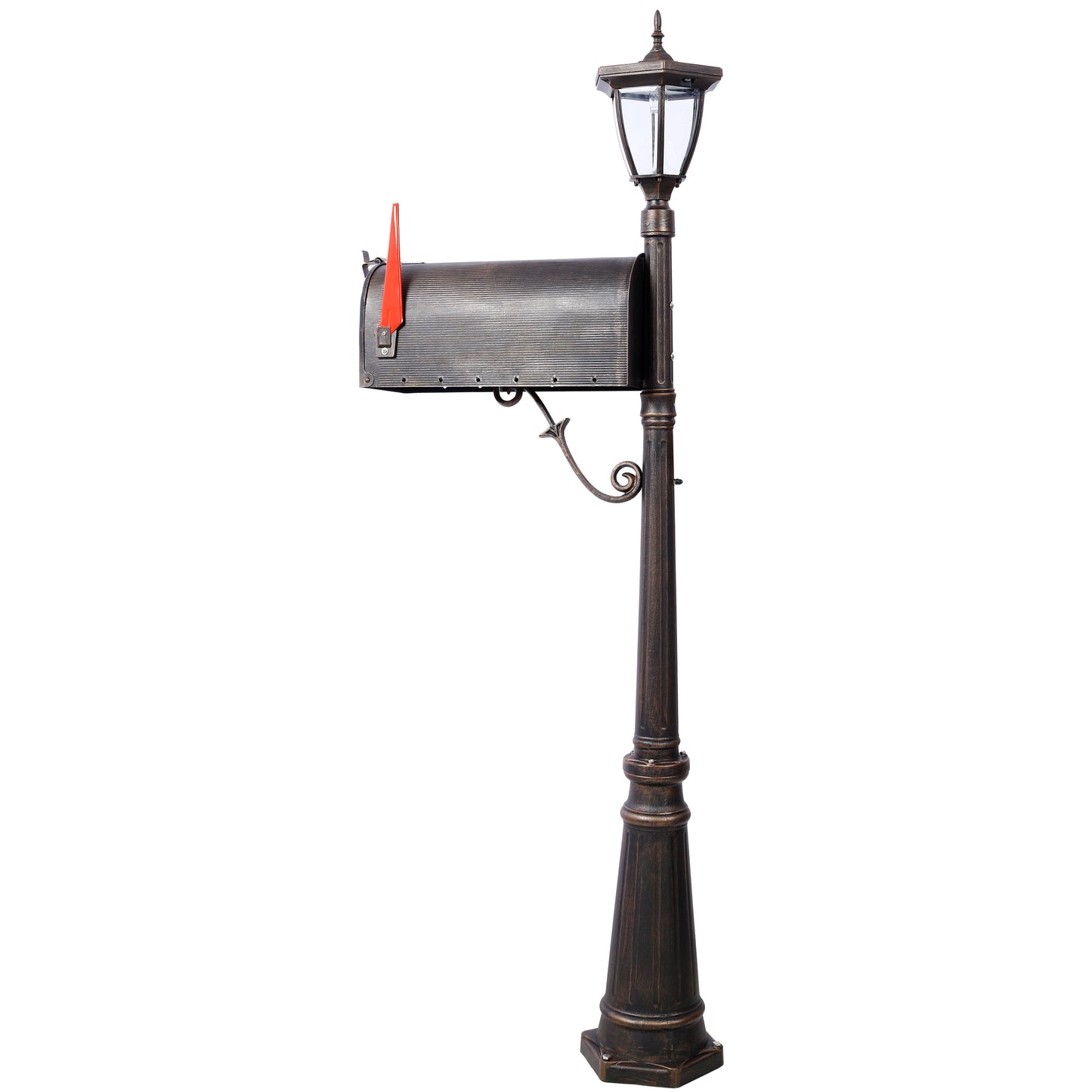 Tatayosi Mailbox/Post Light Combination Kit Post with Mailbox Fluted Base Decorative Modern Mailbox with Post Stratford Heavy Duty Cast Aluminum Mailboxes for Outside Mailbox Post Large Mail Box