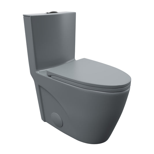 Eridanus Reno Dark Gray Elongated Chair height 12-in Rough-In WaterSense 1.6 GPF Dual Flush Soft Close 1-piece Toilet