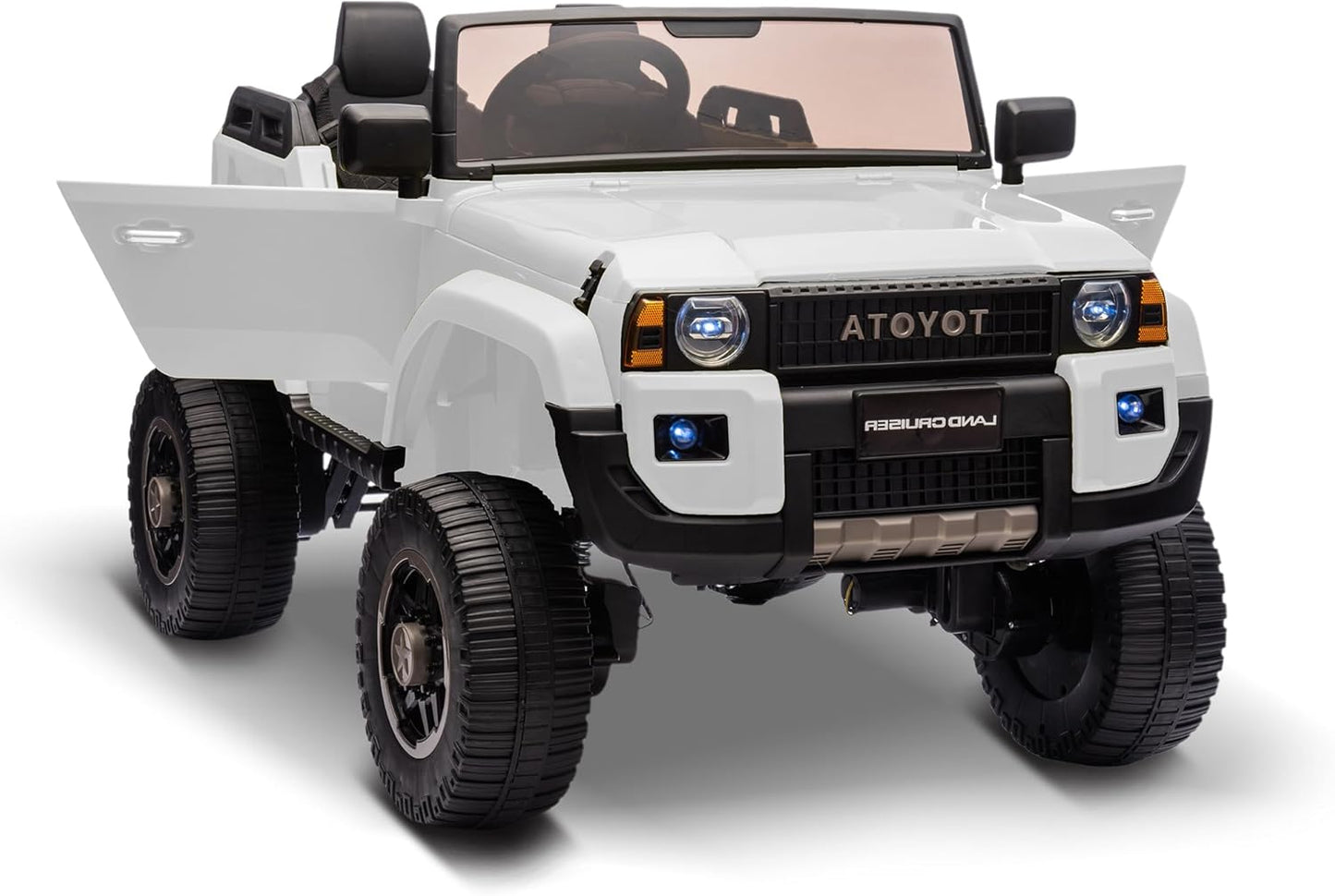 Qeetex Kids Electric Ride On Car Licensed Toyota LC250 24V 2-Seater Ride-On Truck with Remote Control 4Ã—100W Motors and 4WD/2WD Switchable System White