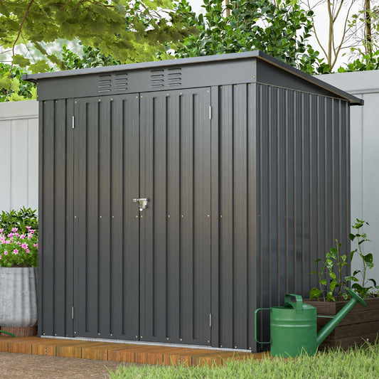 Dexmalle  6-ft x 4-ft Black Outdoor Metal Storage Shed with Lockable Doors
