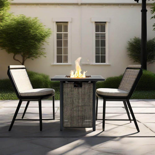 LOVMOR 28 inch Propane Gas Fire Pit Table 50000 BTU Square Steel Fire Pit for Outside Patio Deck Garden Courtyard Black