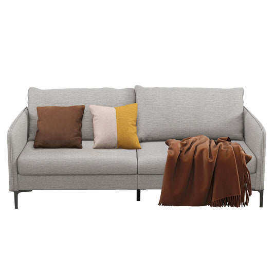 Slickblue 76-in Modern Gray Linen 3-Seater Stationary Loveseat with Washable Cushions for Apartment or Living Room