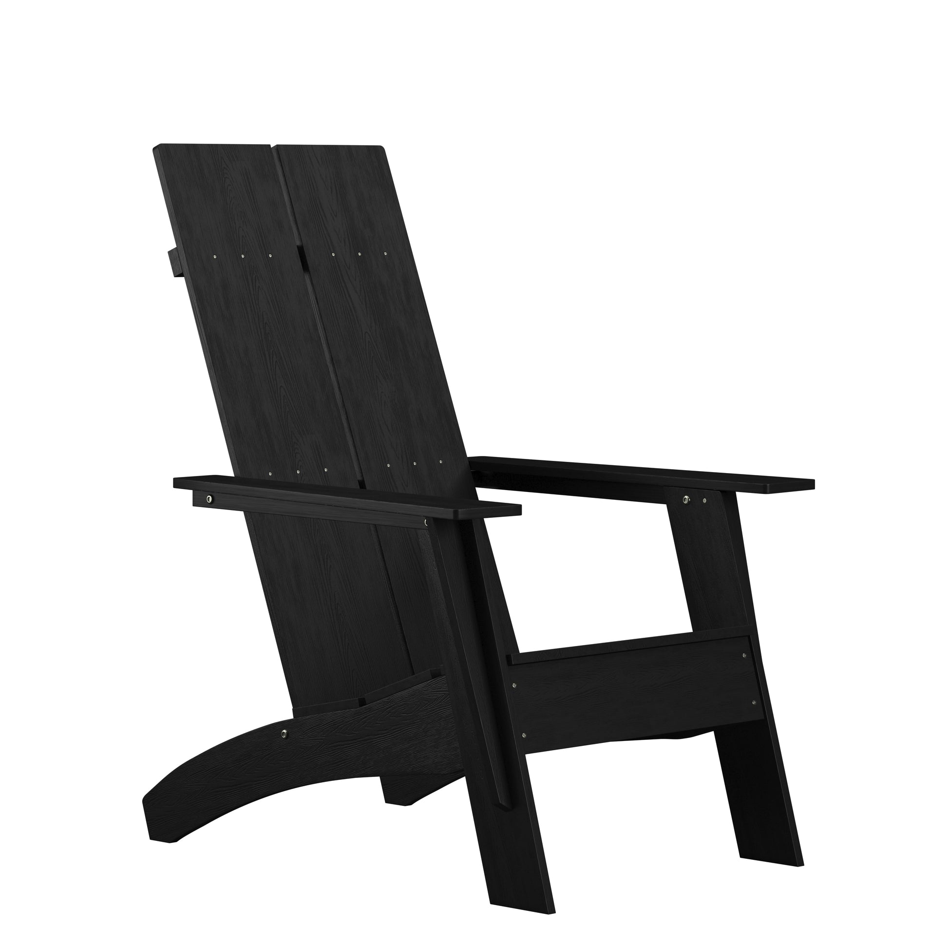 Flash Furniture Sawyer Modern Commercial All-Weather Poly Resin Wood Adirondack Chair in Black