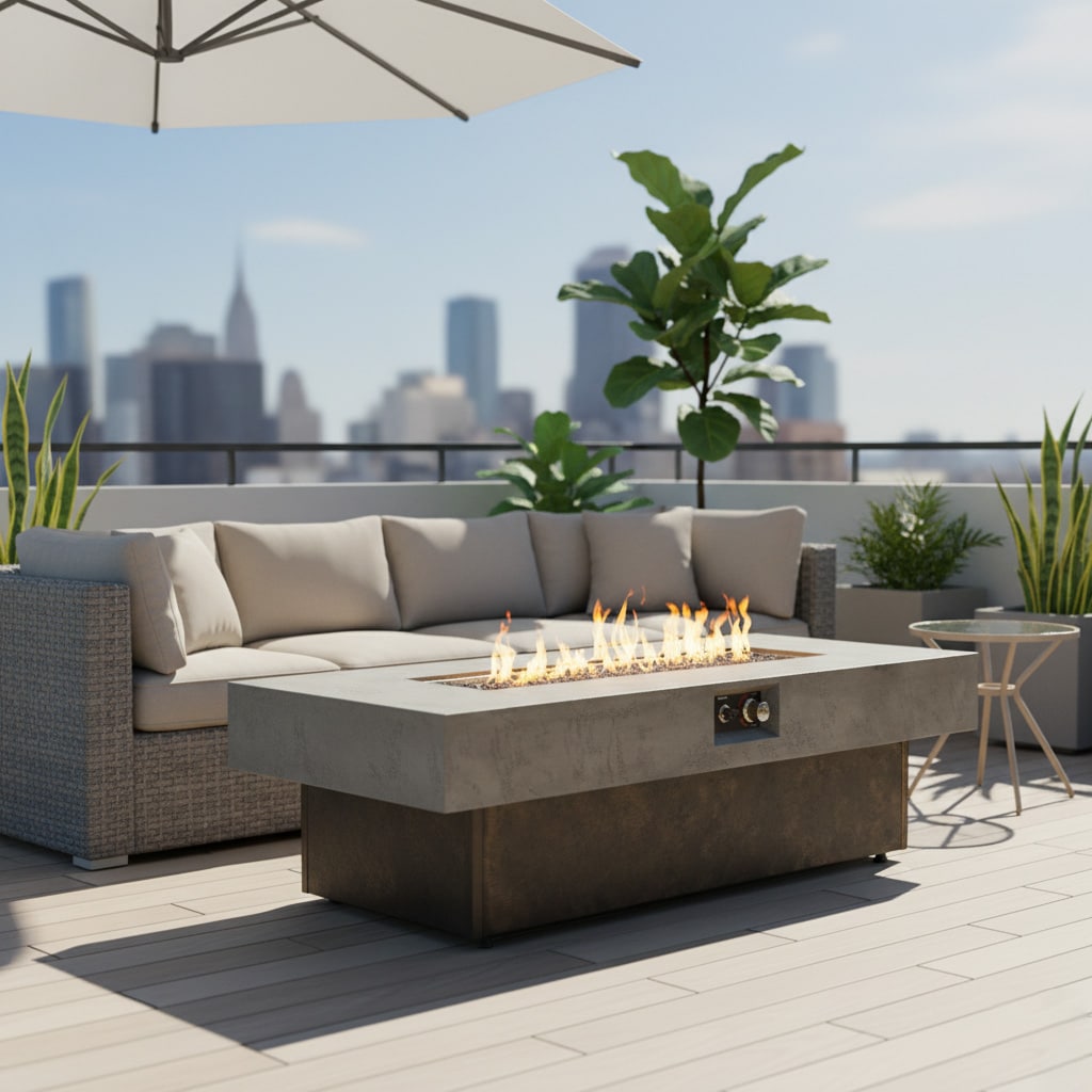 LOVMOR Tabletop Propane Fire Pits 55 x 23 in 50 000 BTU outdoor firepit table Suitable for Outdoor Patio Balcony three height options