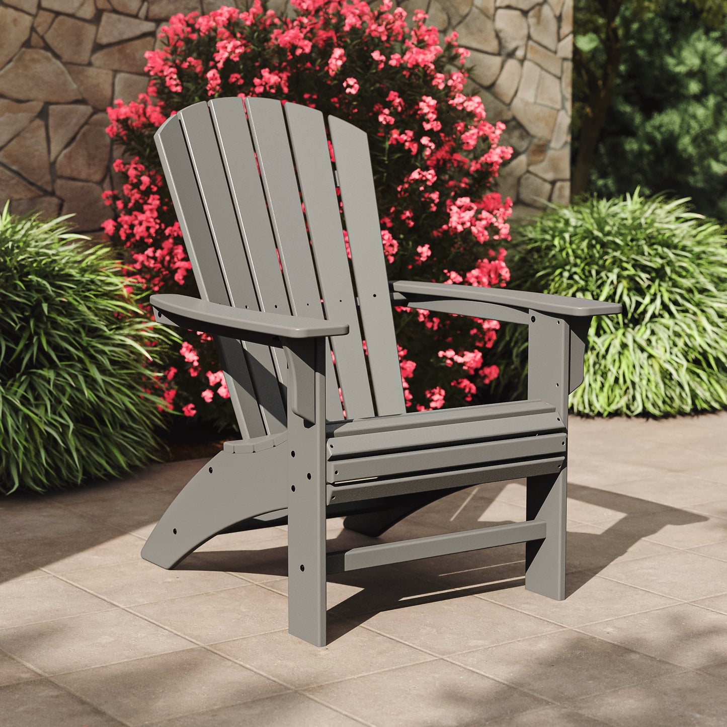 Trex Outdoor Furniture Yacht Club Stepping Stone HDPE Frame Stationary Adirondack Chair with Slat Seat