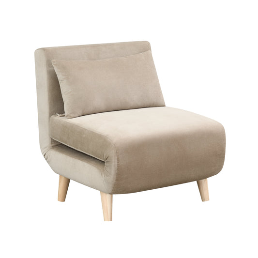 AC Pacific Folding Upholstered Dane Armless Sleeper Chair, Sand