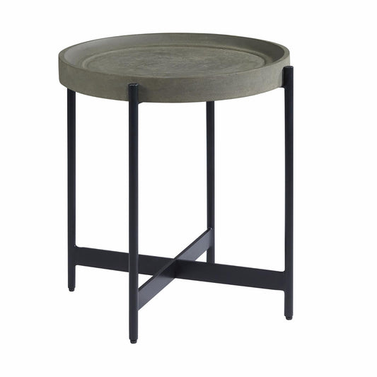 Alaterre Furniture Brookline Industrial Round Metal End Table, Gray/Black