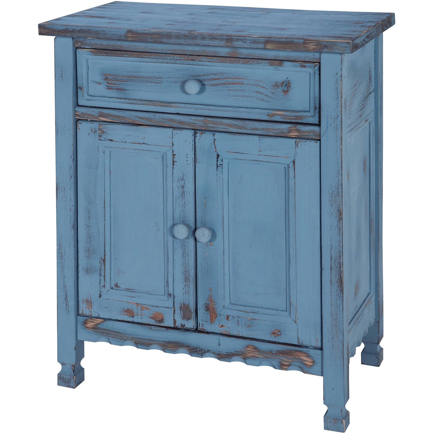 Alaterre Furniture Country Cottage Rustic Accent Cabinet, Sideboard Buffet Cabinet with Storage Drawer and Two Doors, Blue Antique Finish